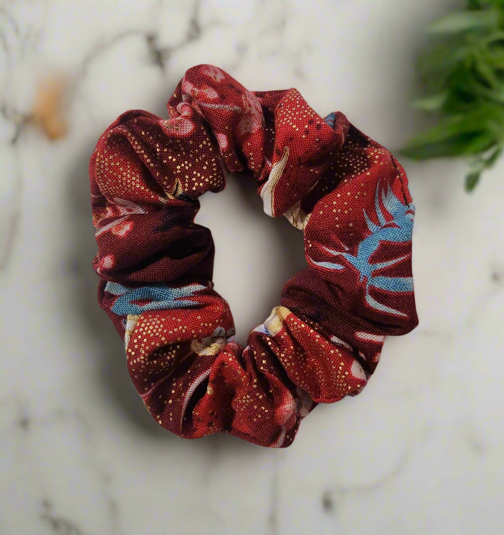Red Floral Scrunchie
