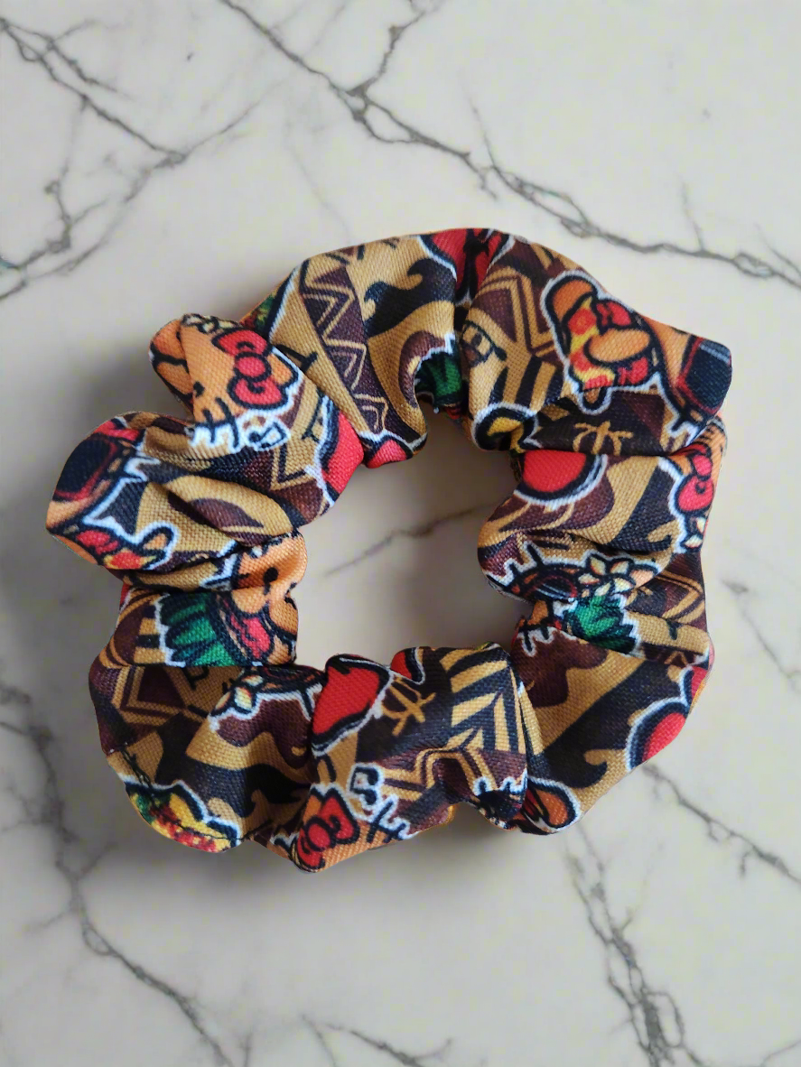 Aloha Kitty Brown Scrunchie