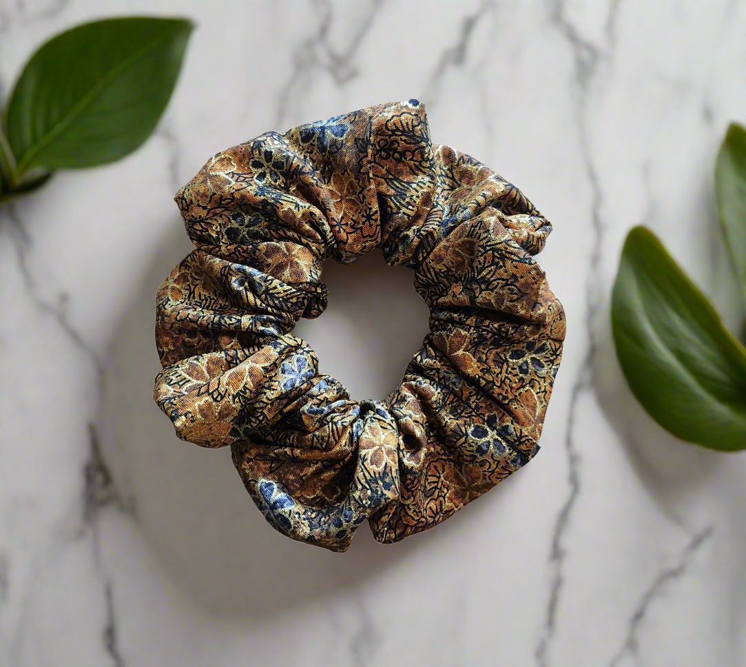 Gold Floral Scrunchie