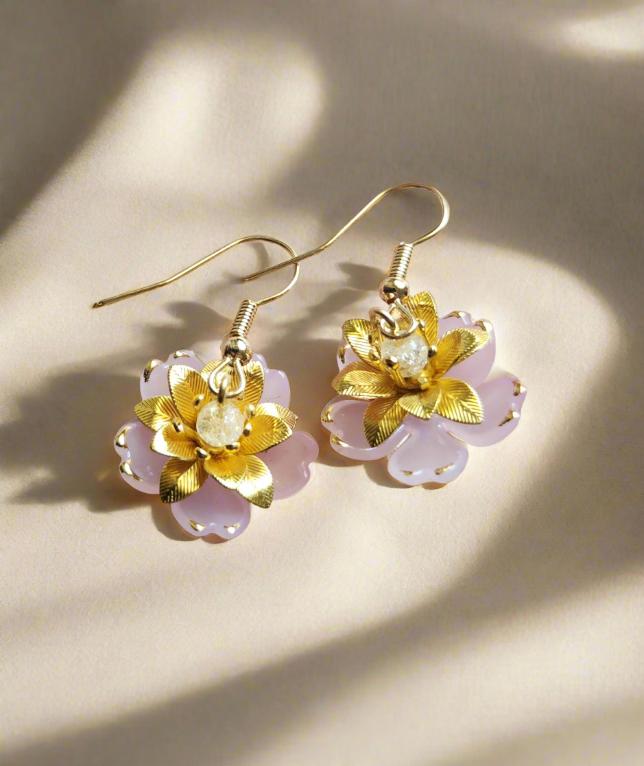 Gold Lotus Sakura Earrings