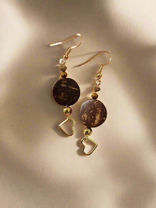 Coconut Shell Heart Earrings