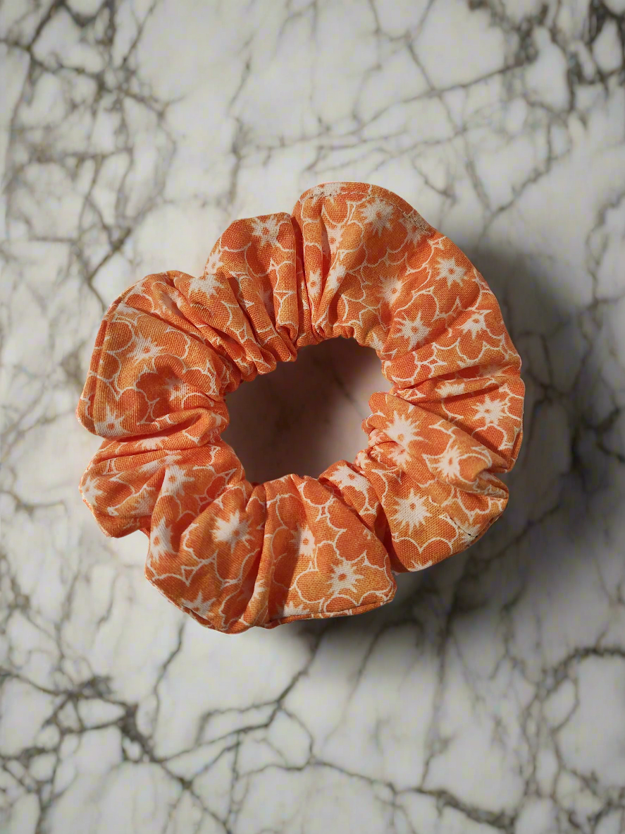 Orange Flower Scrunchie