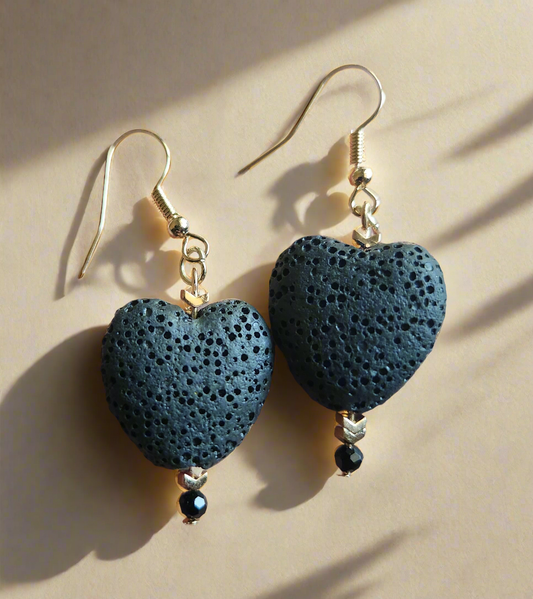 Lava Rock Heart Earrings