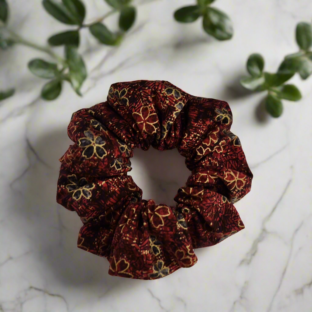 Red Floral Scrunchie