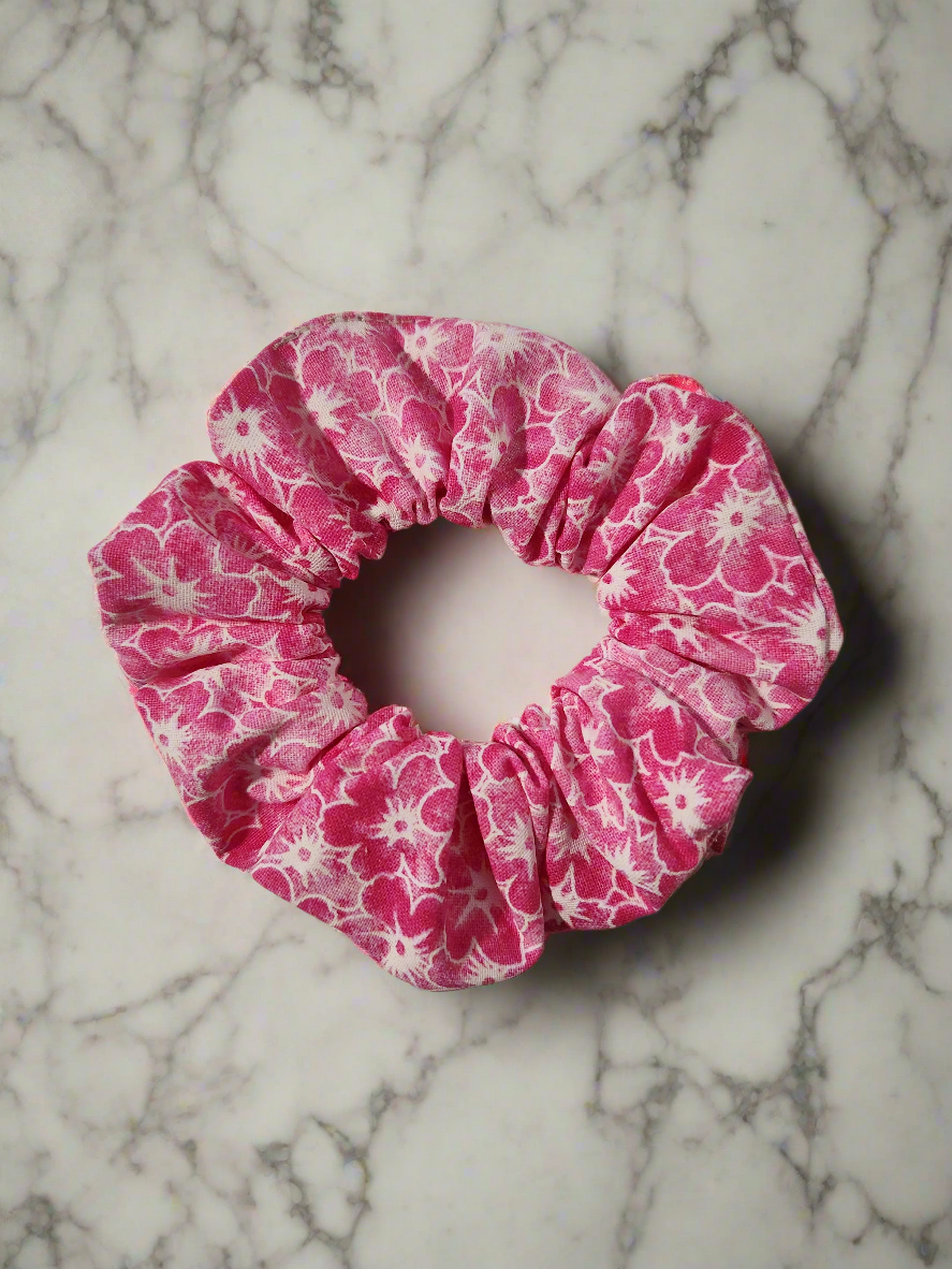 Pink Flower Scrunchie